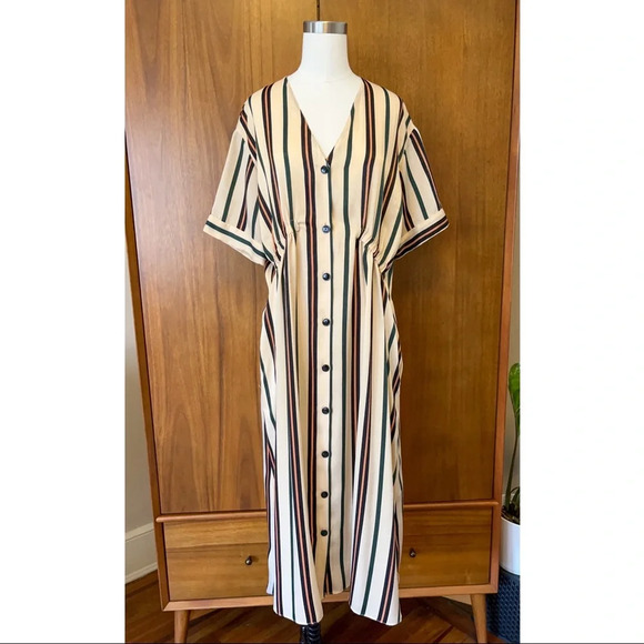 Zara Striped V-Neck Dress - Picture 1 of 5